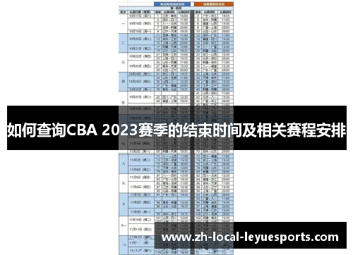 如何查询CBA 2023赛季的结束时间及相关赛程安排 如何查询CBA 2023赛季的结束时间及相关赛程安排